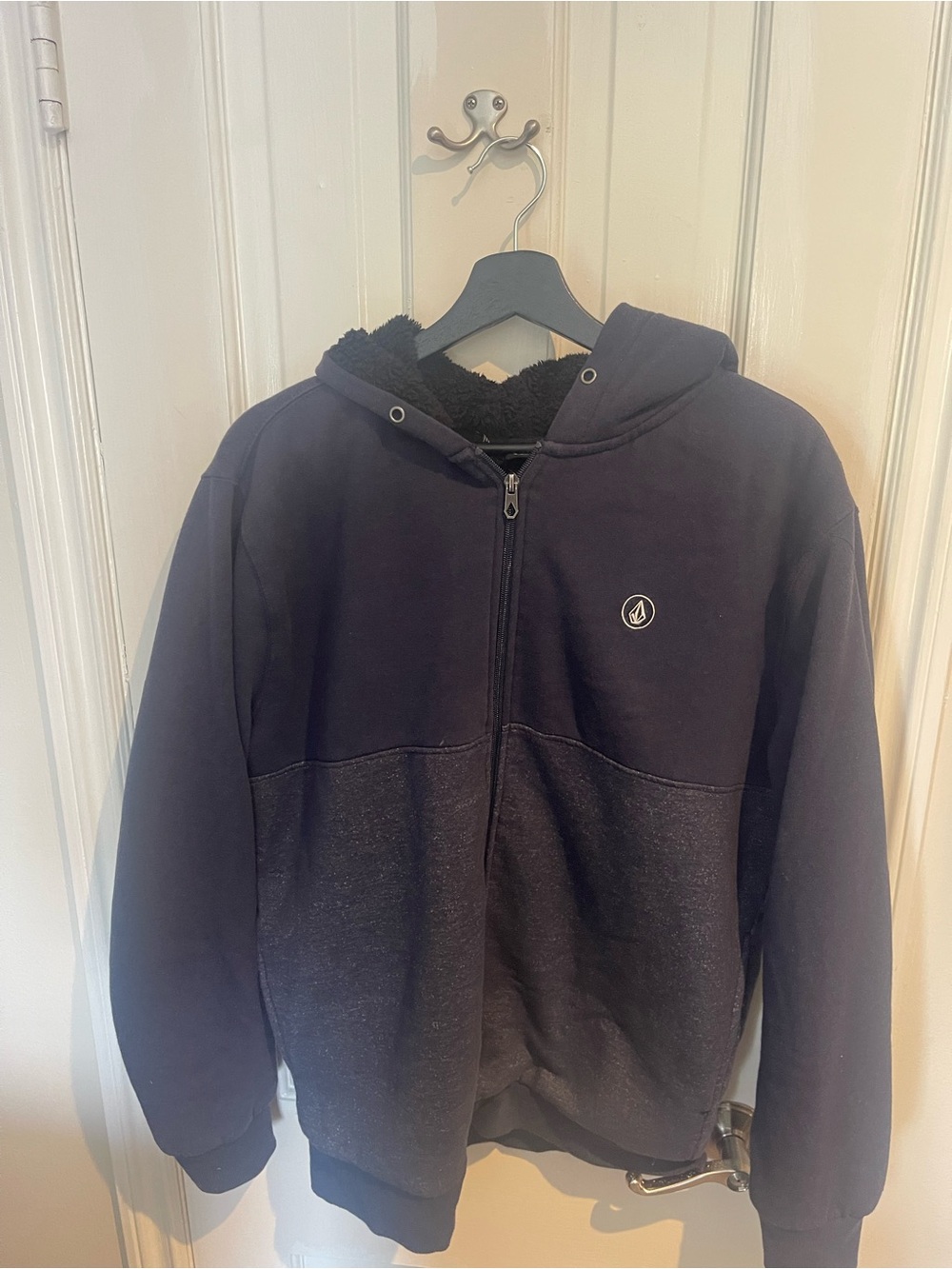 Volcom Black Two-Tone Sherpa Lined Zip Hoodie